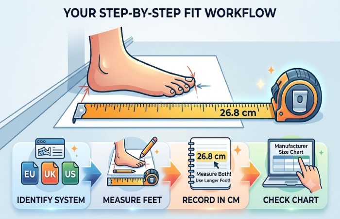 how to convert shoe size_ a simple workflow